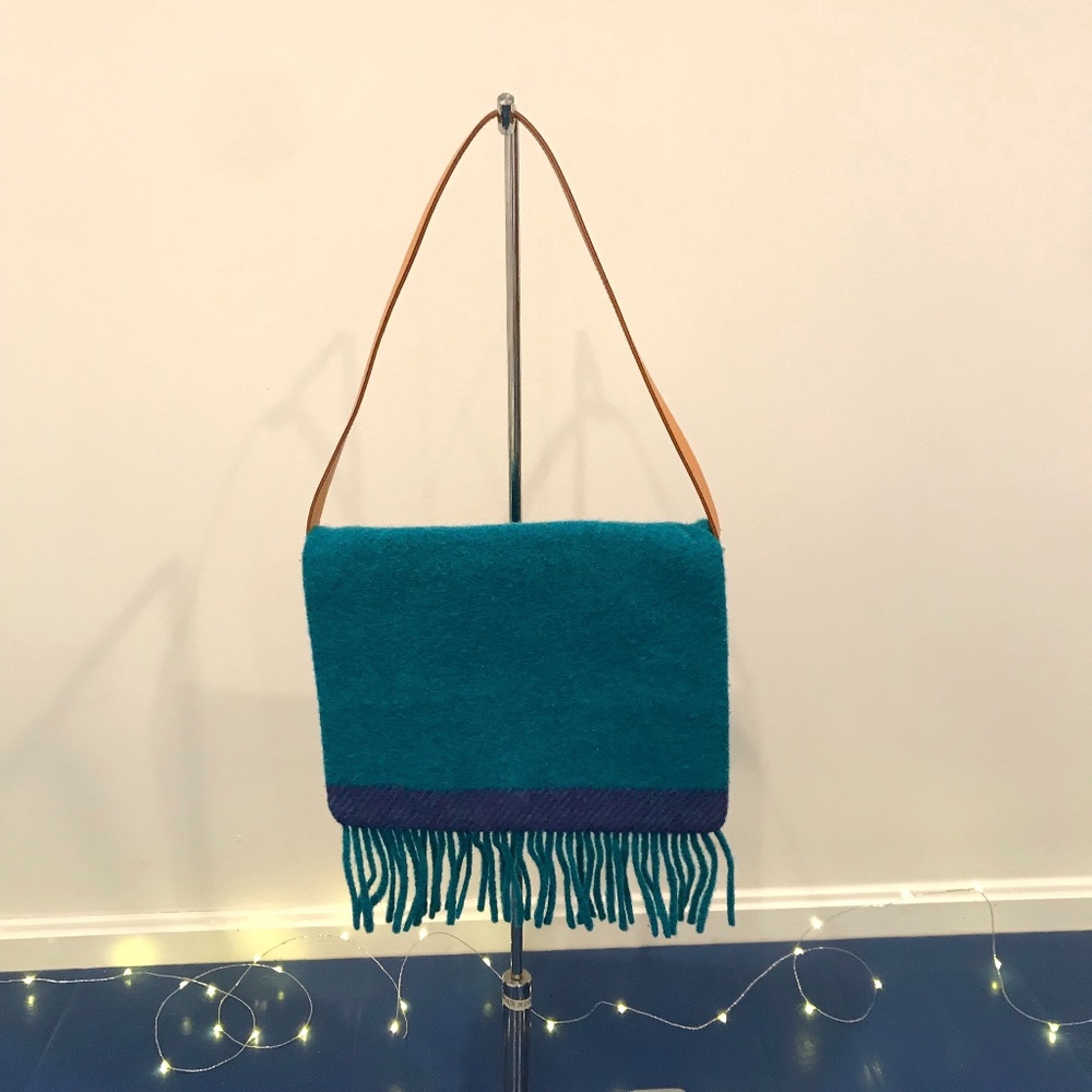 Ralph Lauren Wool + Leather Shoulder Clutch